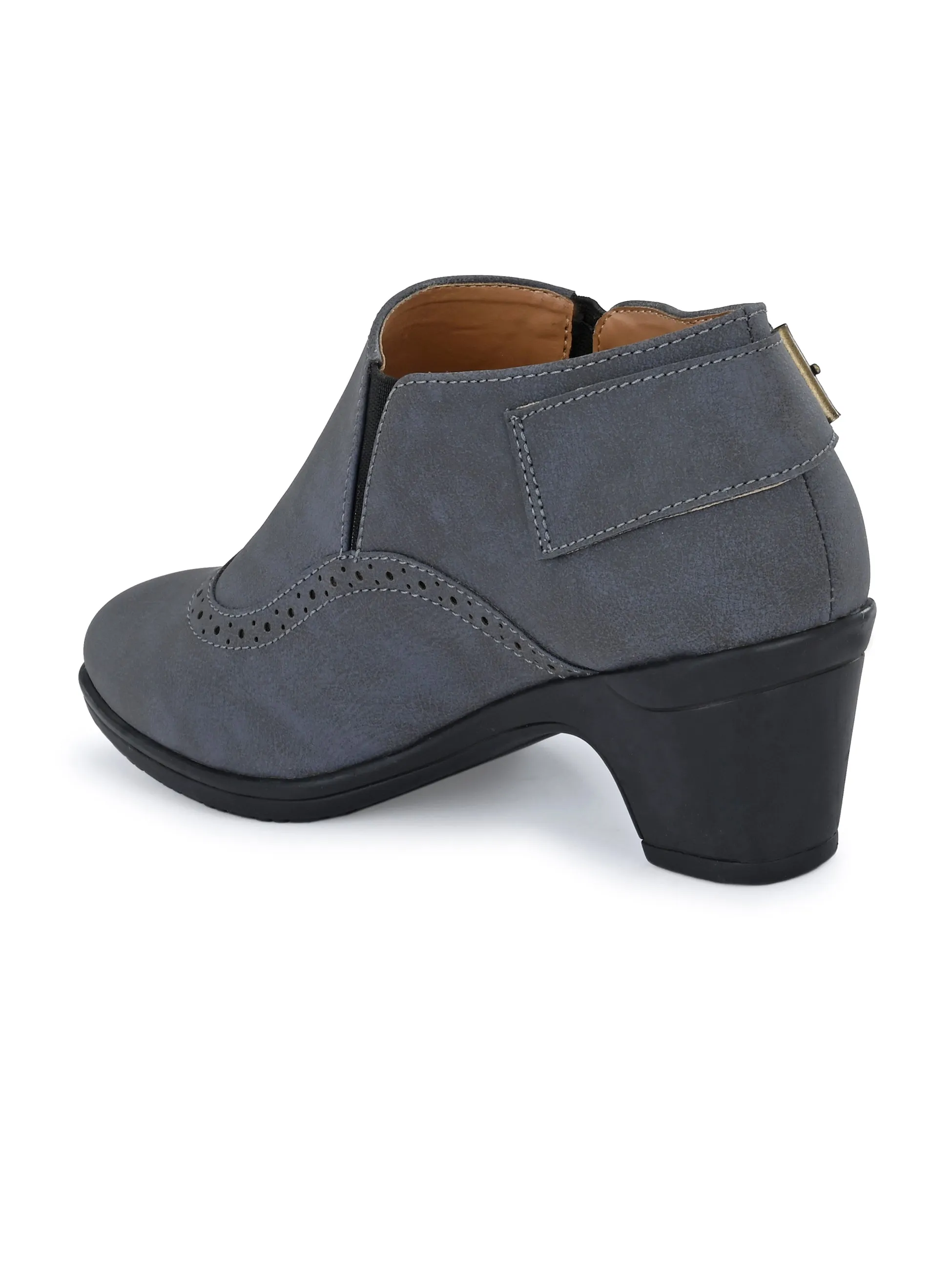 Vintage Sapphire Buckled Ankle Bootie For Women